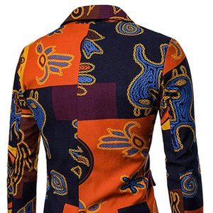 Mens 2 Piece Print Dress Suit Casual Floral Party